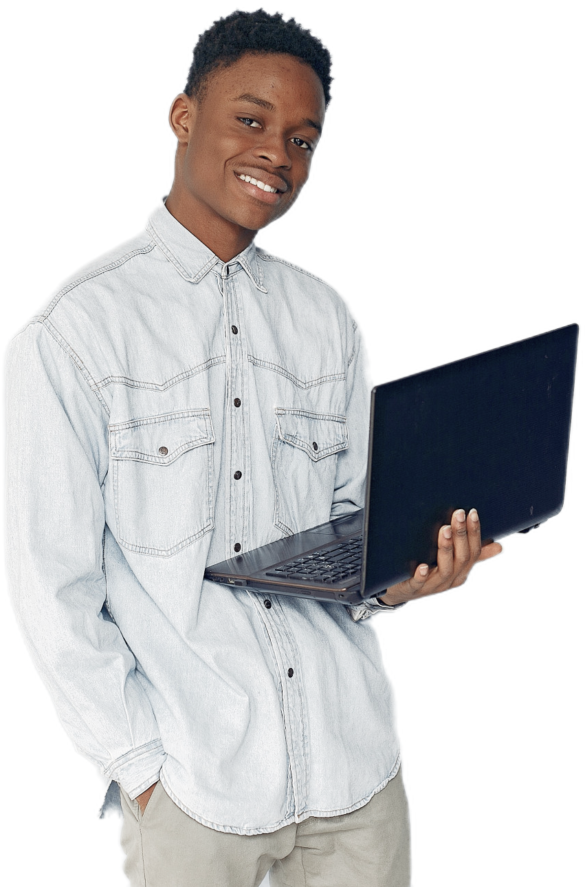 guy holding laptop